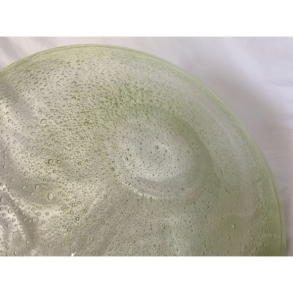Hand Blown Bubble Glass Light Green Round 12 3/4" Serving Platter - Picture 7 of 7